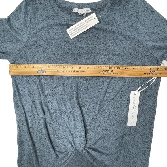 Young Fabulous & Broke Blue Marled Twist Front Soft Knit Top Size Large NWT - Picture 8 of 10
